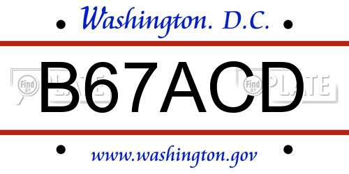 B67ACD District Of Columbia License Plate