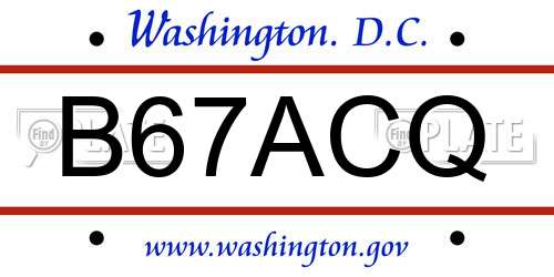 B67ACQ District Of Columbia License Plate