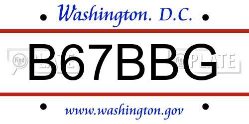 B67BBG District Of Columbia License Plate