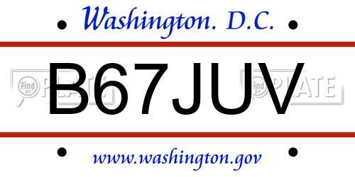 B67JUV District Of Columbia License Plate
