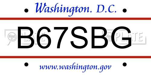 B67SBG District Of Columbia License Plate