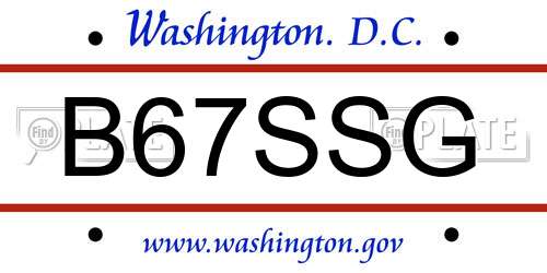 B67SSG District Of Columbia License Plate