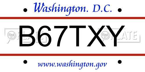 B67TXY District Of Columbia License Plate