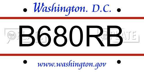B680RB District Of Columbia License Plate