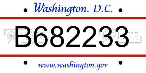 B682233 District Of Columbia License Plate