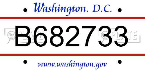 B682733 District Of Columbia License Plate
