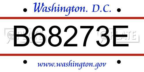 B68273E District Of Columbia License Plate