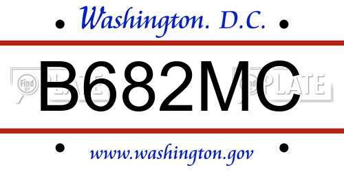 B682MC District Of Columbia License Plate