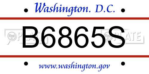 B6865S District Of Columbia License Plate