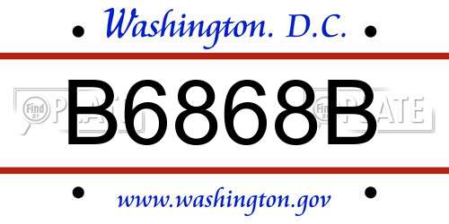 B6868B District Of Columbia License Plate