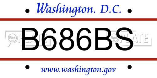 B686BS District Of Columbia License Plate