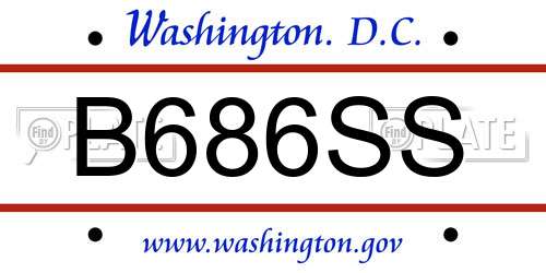 B686SS District Of Columbia License Plate