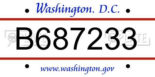 B687233 District Of Columbia License Plate