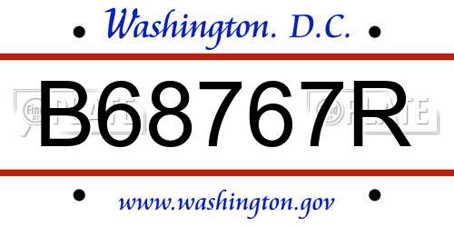 B68767R District Of Columbia License Plate