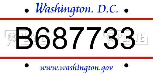 B687733 District Of Columbia License Plate