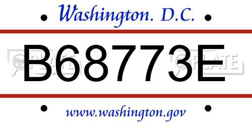 B68773E District Of Columbia License Plate