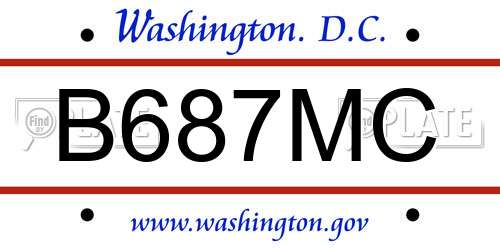 B687MC District Of Columbia License Plate