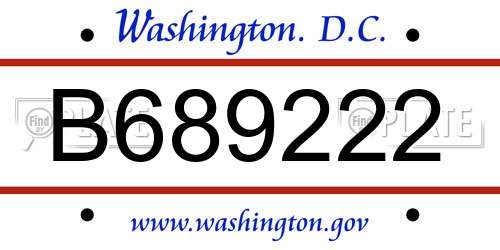 B689222 District Of Columbia License Plate