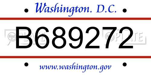 B689272 District Of Columbia License Plate
