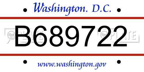 B689722 District Of Columbia License Plate