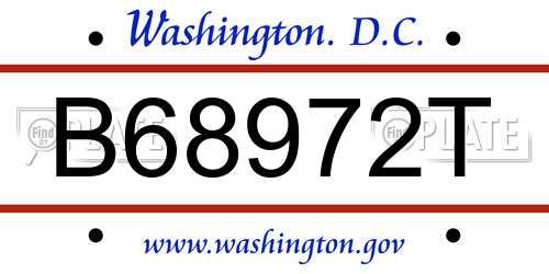 B68972T District Of Columbia License Plate
