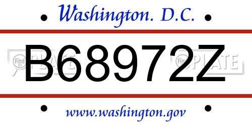 B68972Z District Of Columbia License Plate