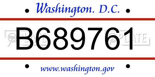 B689761 District Of Columbia License Plate