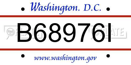 B68976I District Of Columbia License Plate
