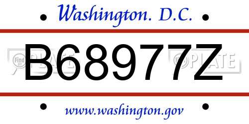 B68977Z District Of Columbia License Plate