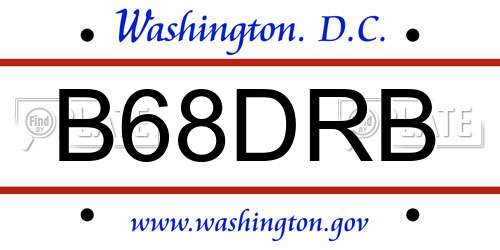 B68DRB District Of Columbia License Plate