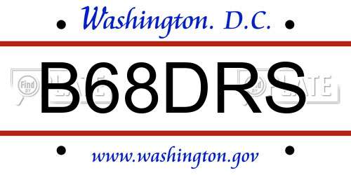 B68DRS District Of Columbia License Plate
