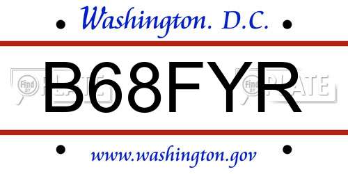 B68FYR District Of Columbia License Plate