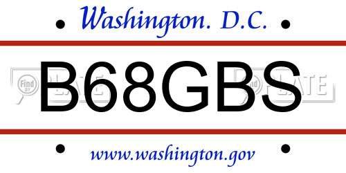B68GBS District Of Columbia License Plate