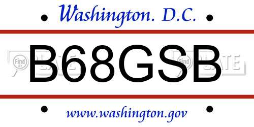 B68GSB District Of Columbia License Plate