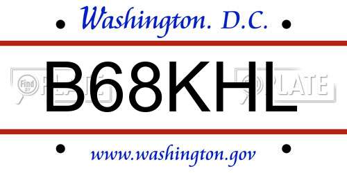 B68KHL District Of Columbia License Plate