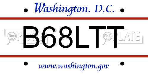 B68LTT District Of Columbia License Plate