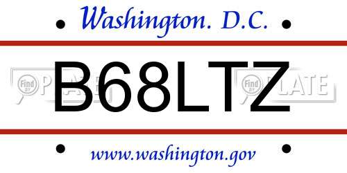 B68LTZ District Of Columbia License Plate