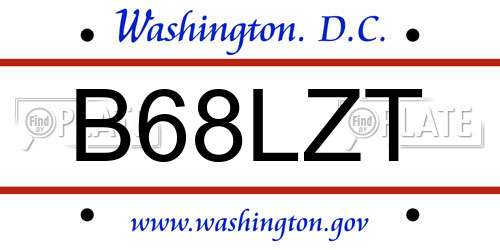 B68LZT District Of Columbia License Plate
