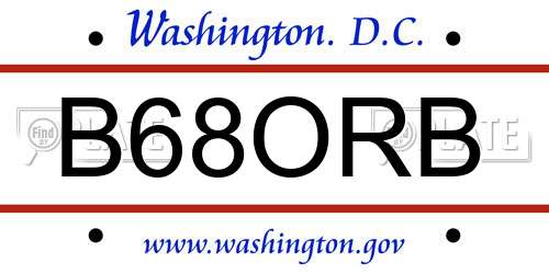 B68ORB District Of Columbia License Plate