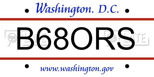 B68ORS District Of Columbia License Plate