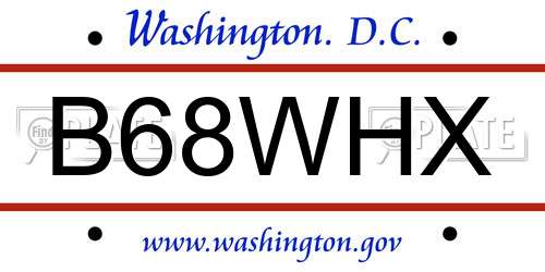 B68WHX District Of Columbia License Plate