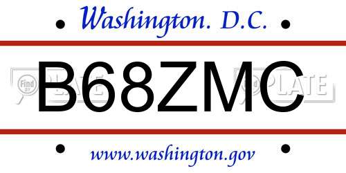 B68ZMC District Of Columbia License Plate