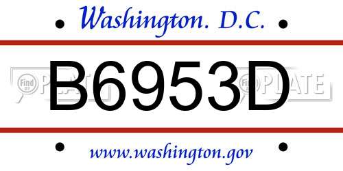 B6953D District Of Columbia License Plate