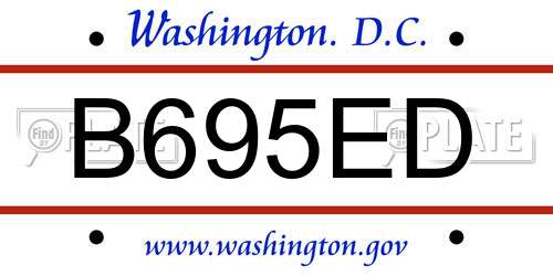 B695ED District Of Columbia License Plate
