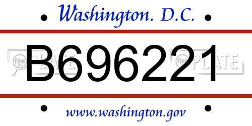 B696221 District Of Columbia License Plate