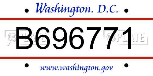 B696771 District Of Columbia License Plate