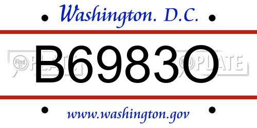 B6983O District Of Columbia License Plate