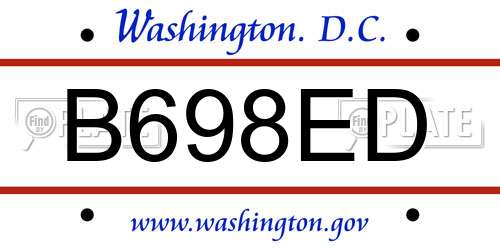 B698ED District Of Columbia License Plate