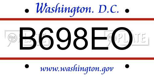 B698EO District Of Columbia License Plate