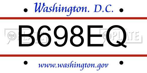 B698EQ District Of Columbia License Plate